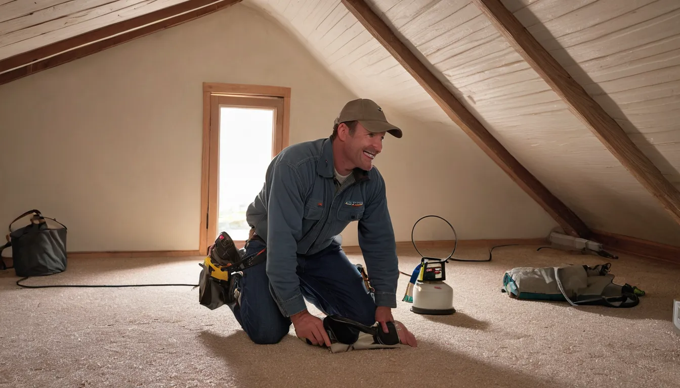 A local provider inspecting an attic for animal entry points in a Concord home